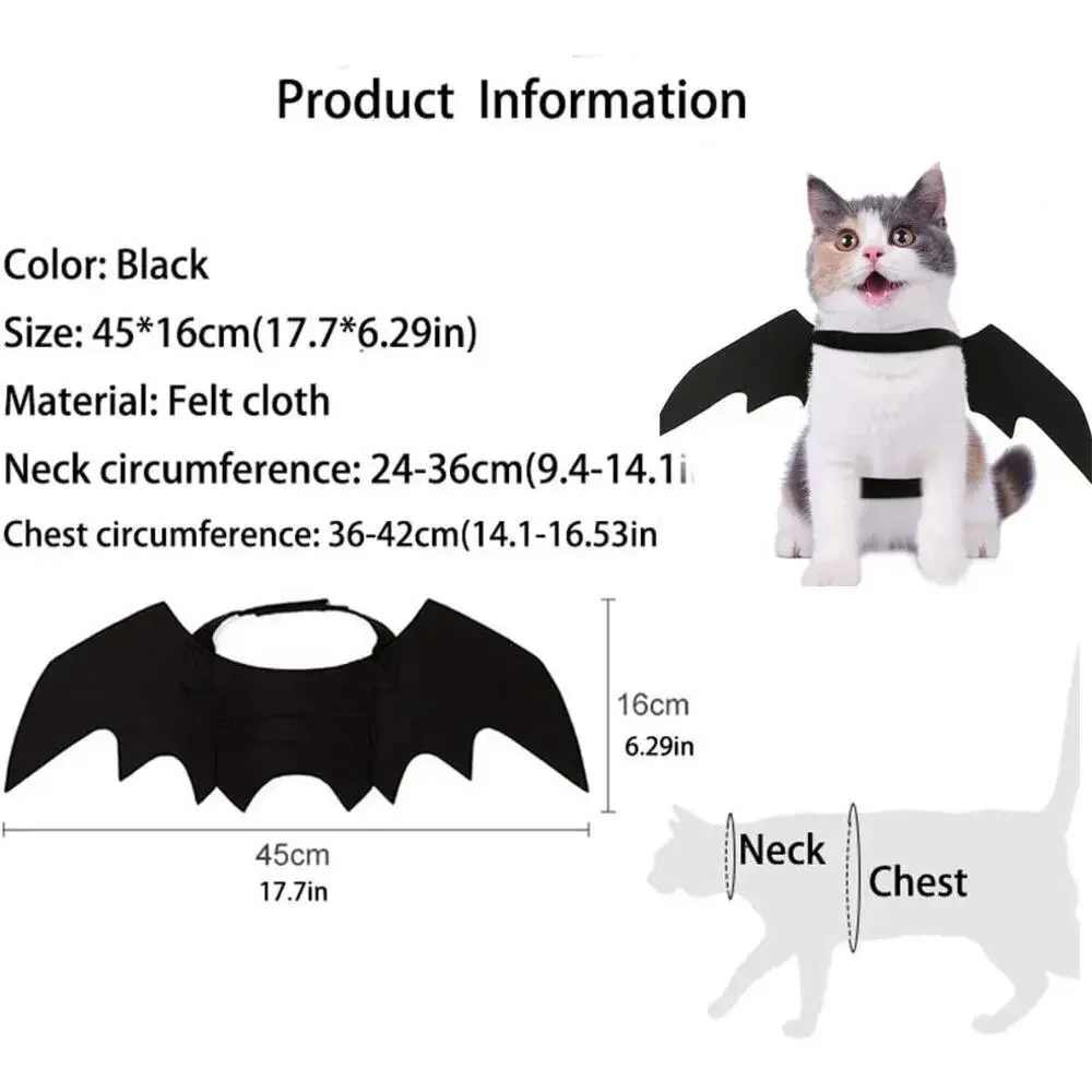 Cat Bat Wings Costume Halloween Pet Cosplay Outfit for Cats Dogs Party Dress